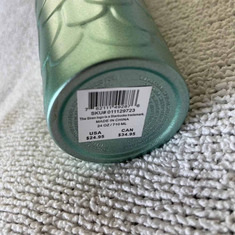 Starbucks Seafoam Green stainless Textured Tumbler 24 oz NWT